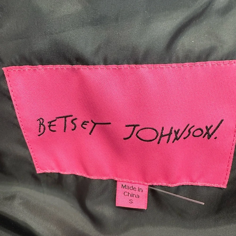 Betsey Johnson Zebra Striped Faux Fur Vest Black White Zig Zag Boho Lined Small
